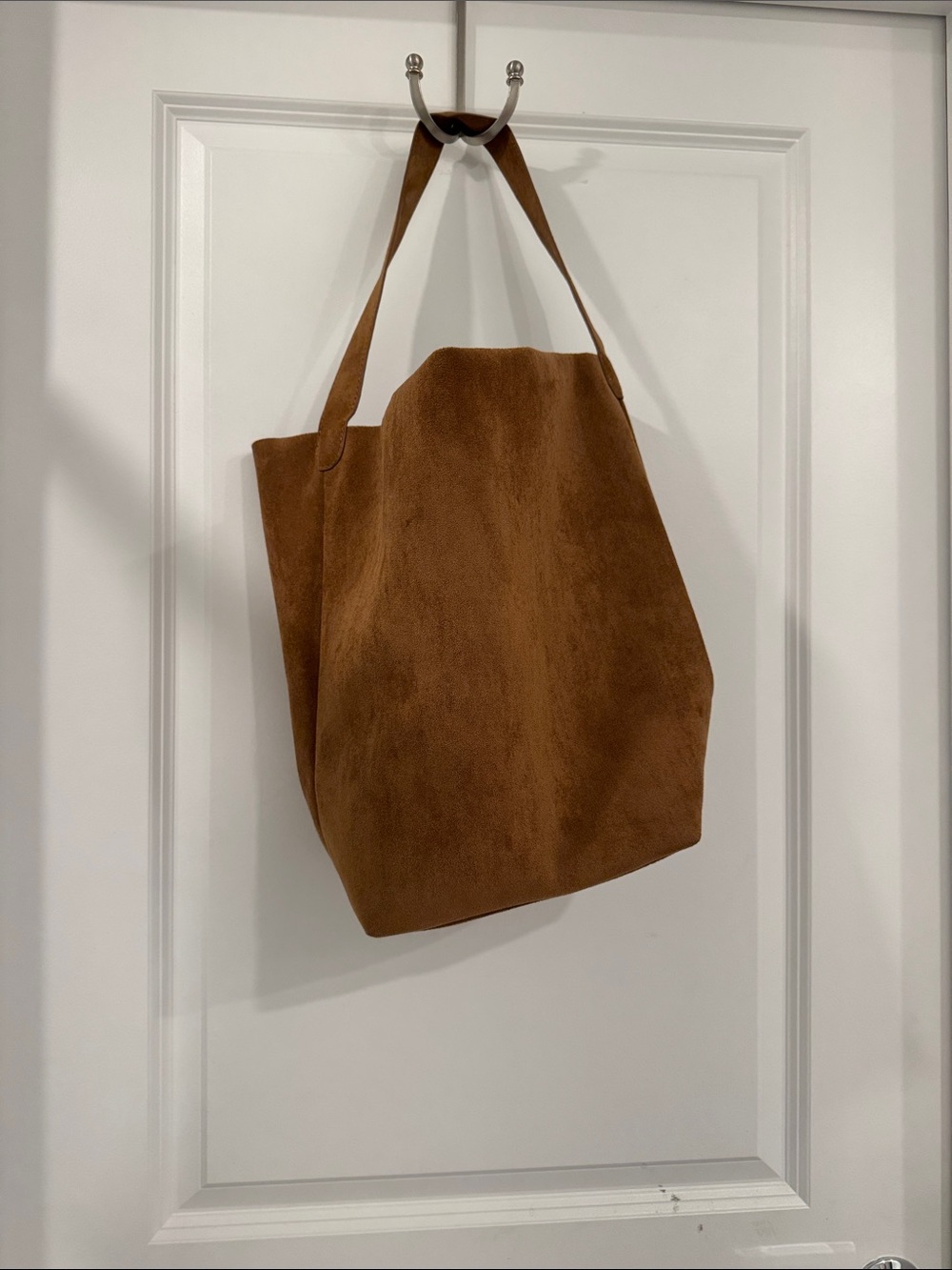 Faux Suede Tote Bag in Brown - Unbranded - Picture 4 of 4